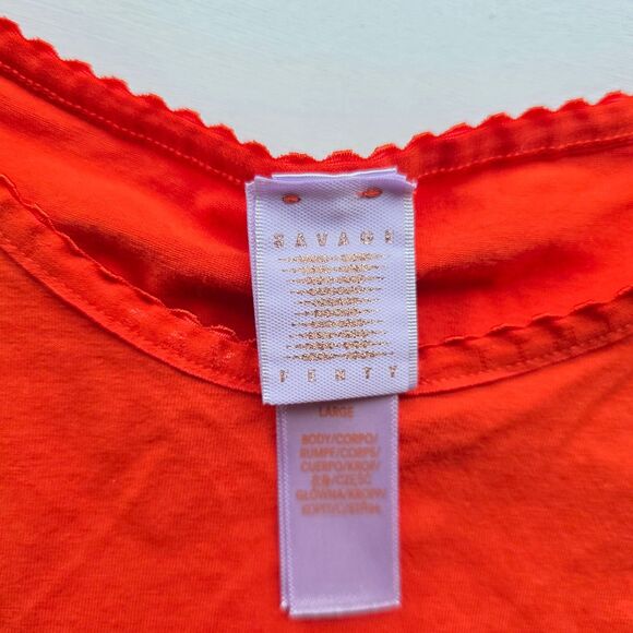 Savage X Fenty Missy Scallop Logo Crop Top, Size L Orange - Picture 3 of 6